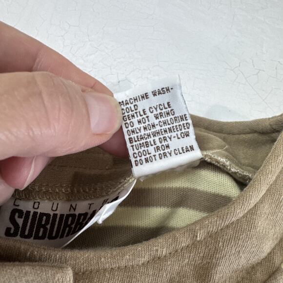 Vintage Blouse Brown Tan 80s Medium Grandma‎ Grandpa Striped - Picture 10 of 11